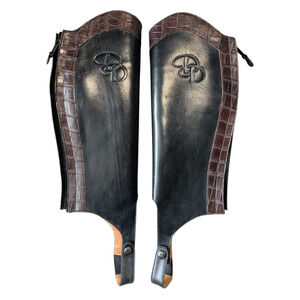 Der Dau Black Brown Italian Alligator Leather Half Chaps Riding Equestrian CX
